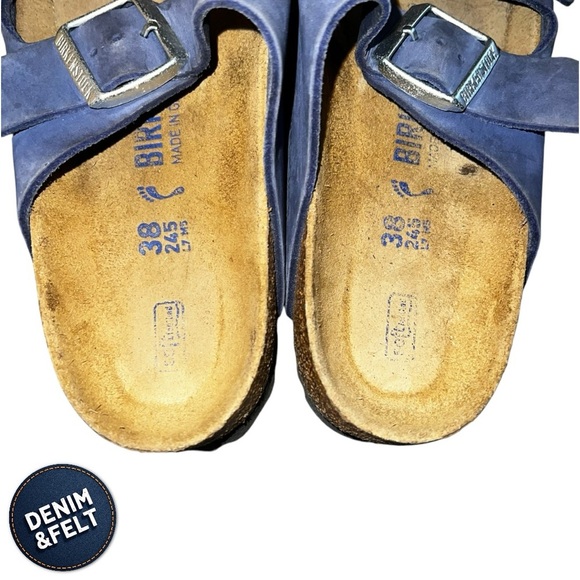 Birkenstock Unisex Arizona Suede Leather Purple Dusk/Blue Double Strap Sandals💜 - Picture 6 of 15